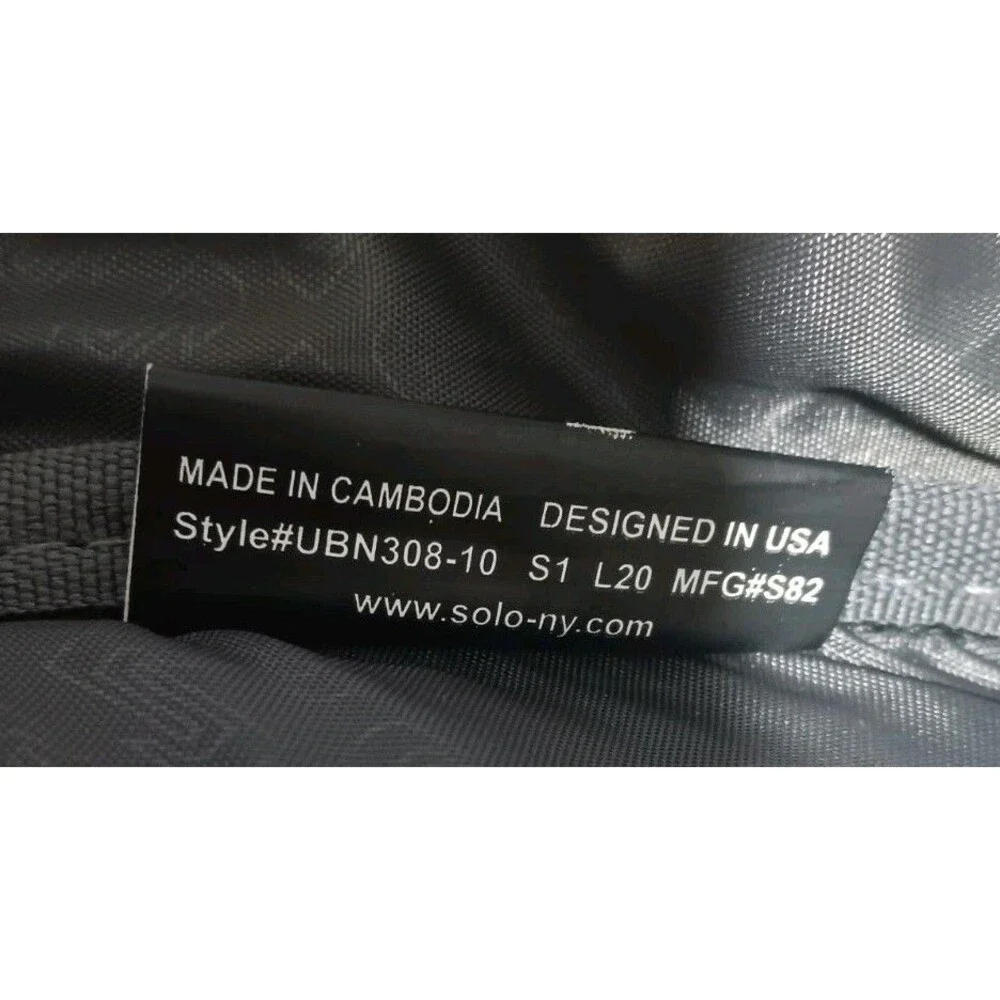 Solo New York Convertible Backpack Laptop Bag Polyester Padded Gray Black